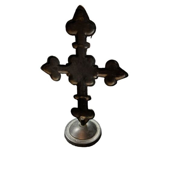 Antique-Style Cross With Fleur-De-Lis Design 12 Inch Tall - Picture 7 of 9